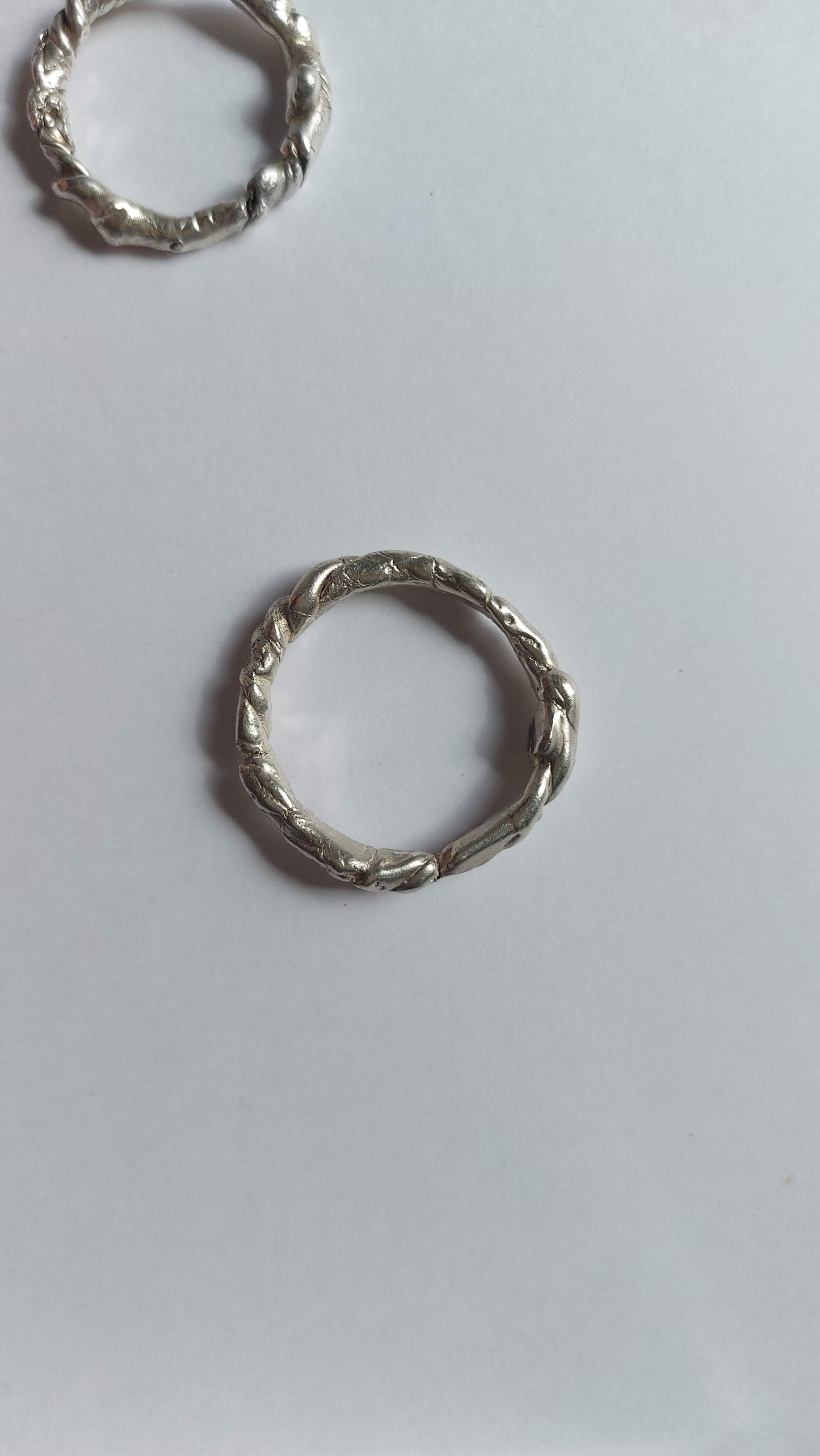 Textural twisted silver ring n°003 size 61