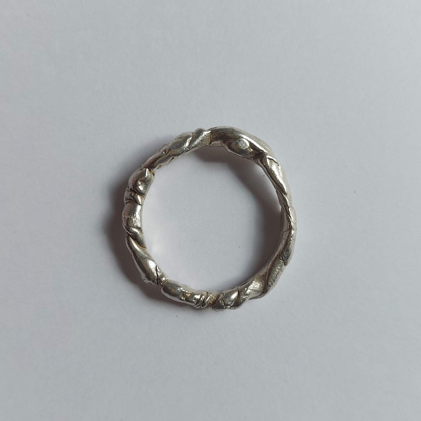 Textural twisted silver ring n°003 size 61