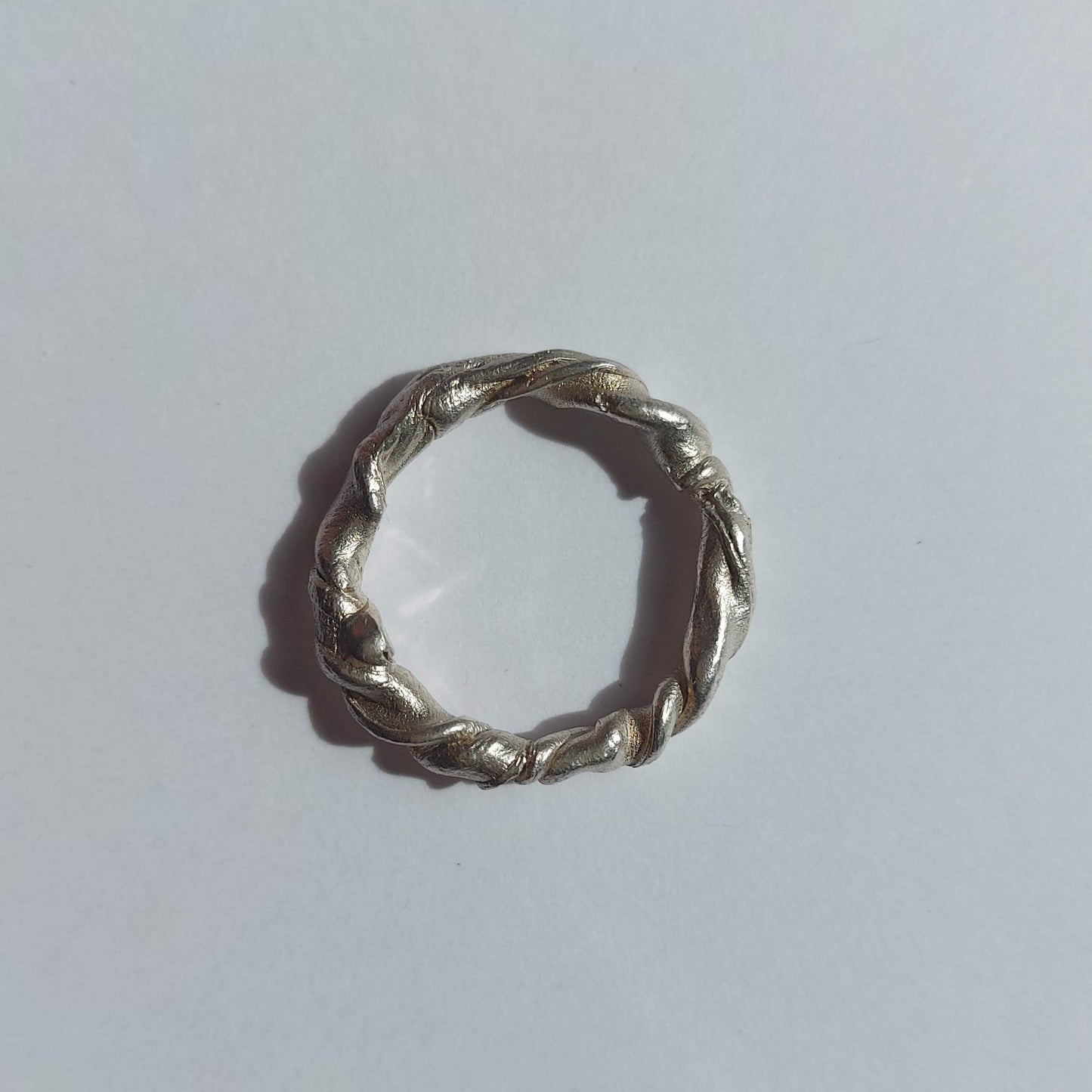 Textural twisted silver ring n°006 size 54.5