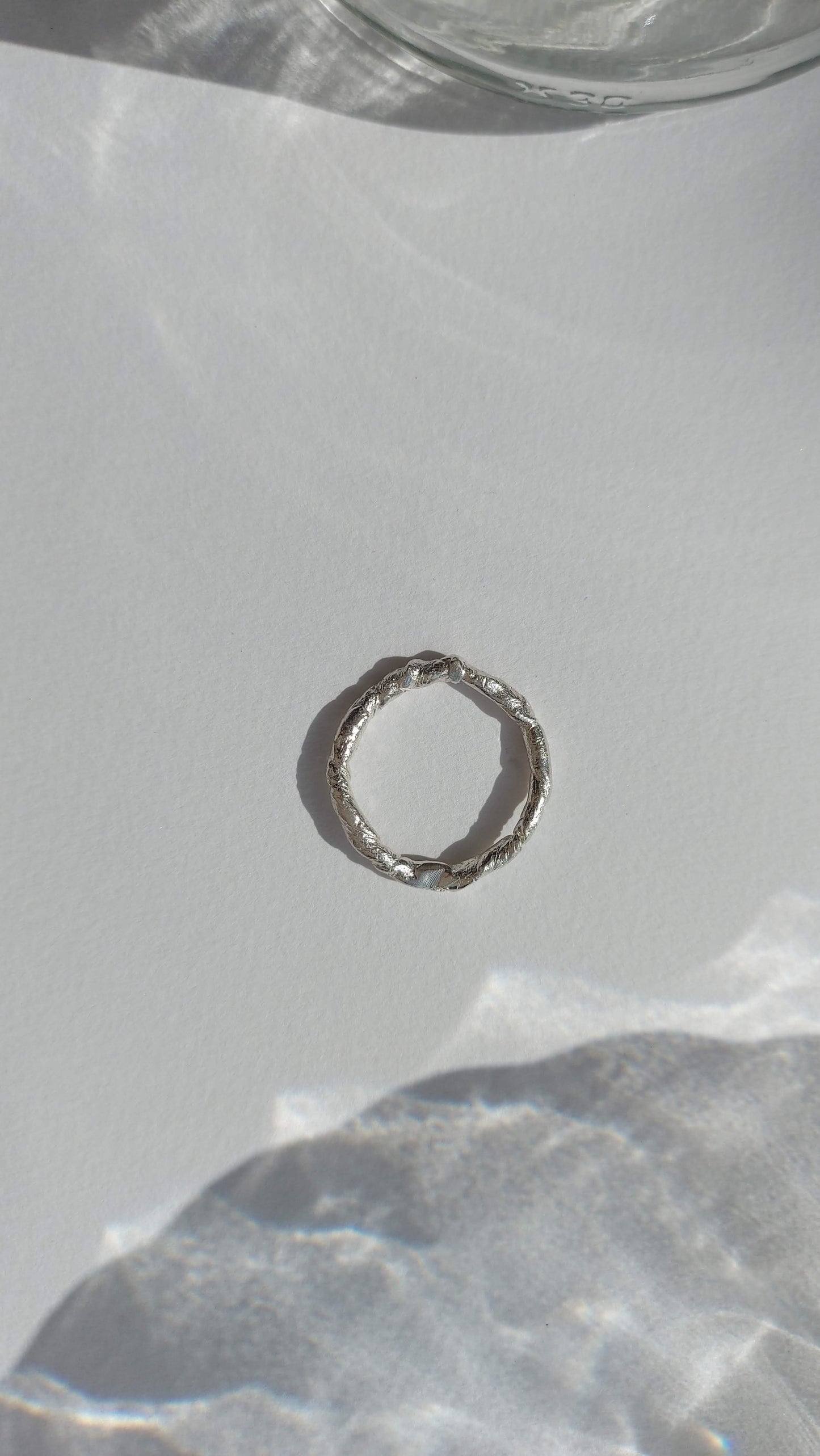 Textural twisted silver ring n°008 size 59