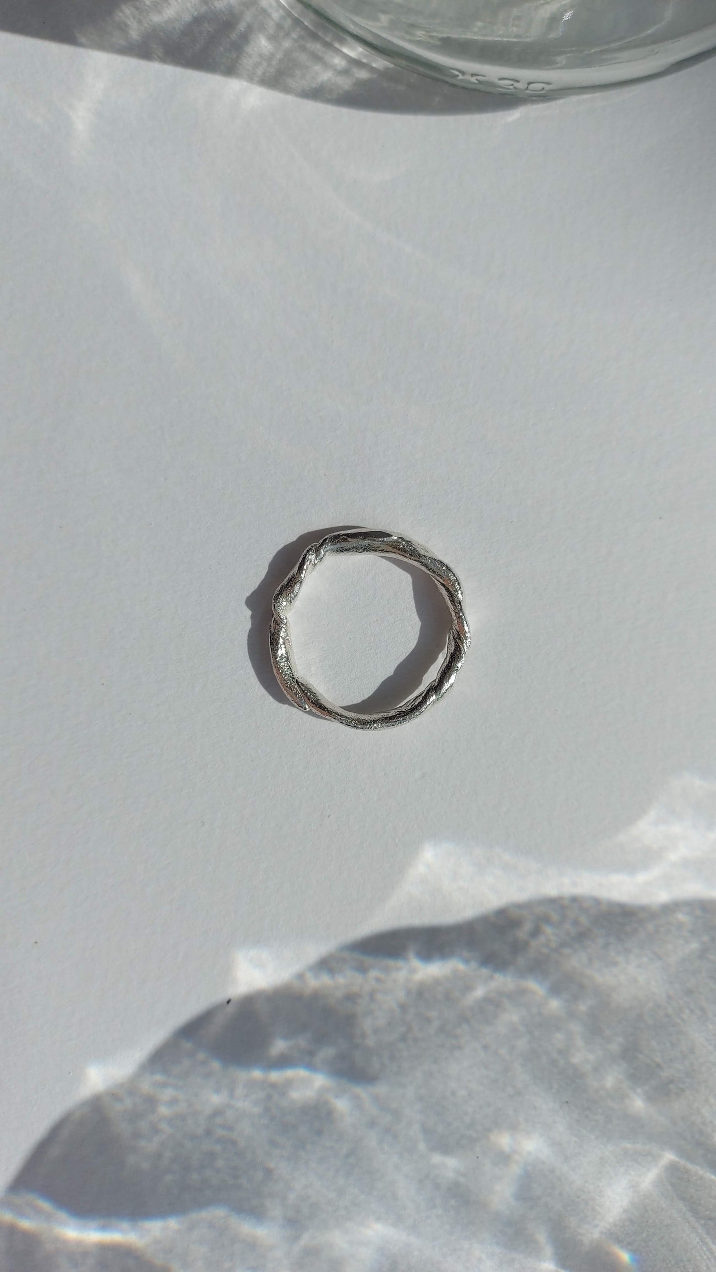 Textural twisted silver ring n°013 size 60